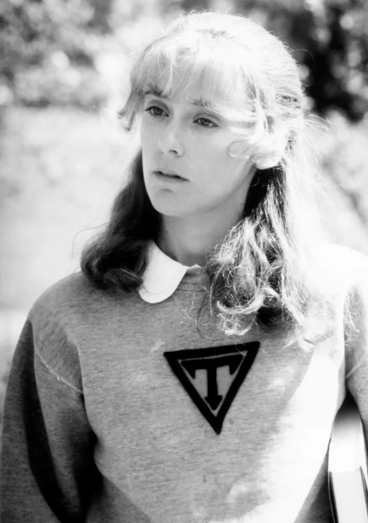 Mary Beth Hurt in a grey sweatshirt with a black