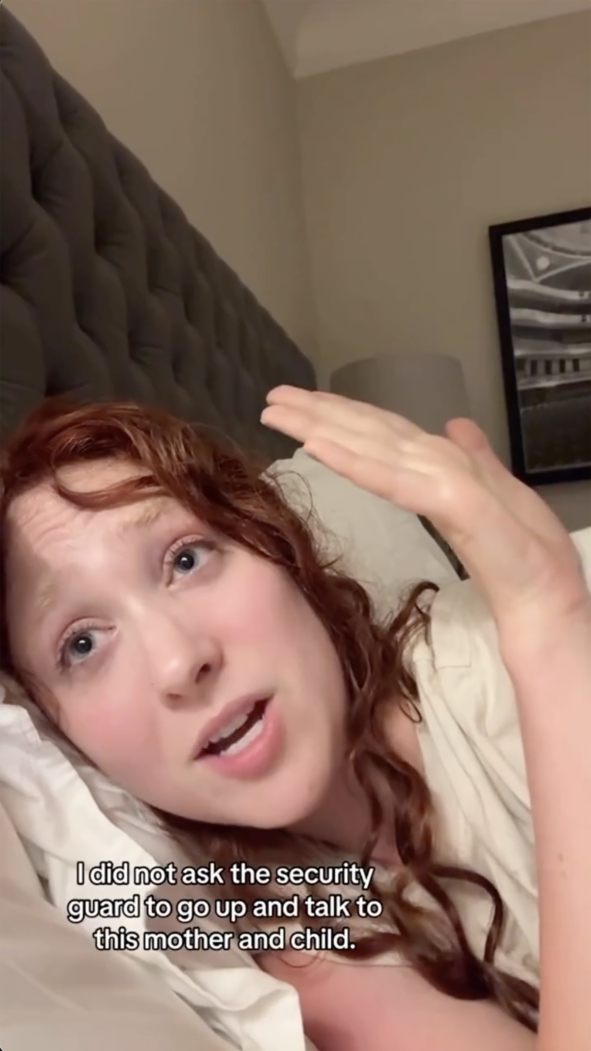 Chappell Roan lying in bed and looking into the camera with text that reads: