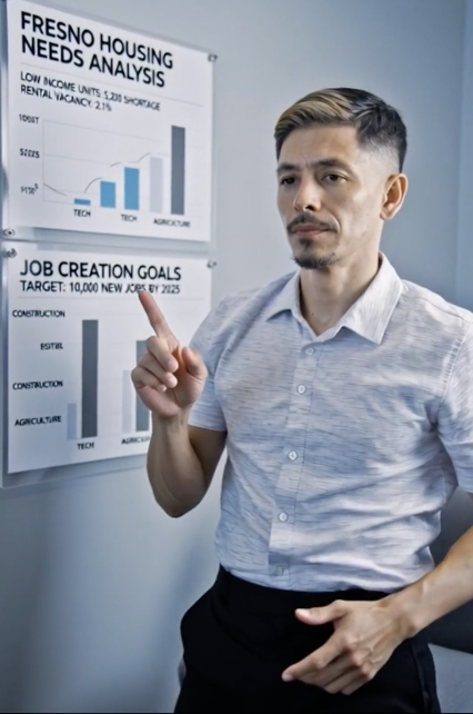 Man pointing to a chart titled 