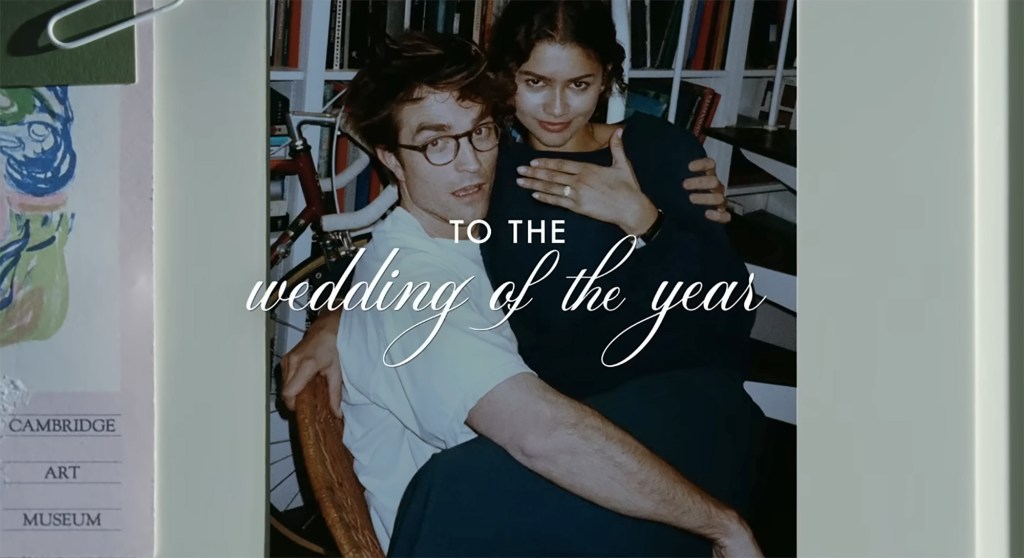 Robert Pattinson and Zendaya posing together for an A24 film.