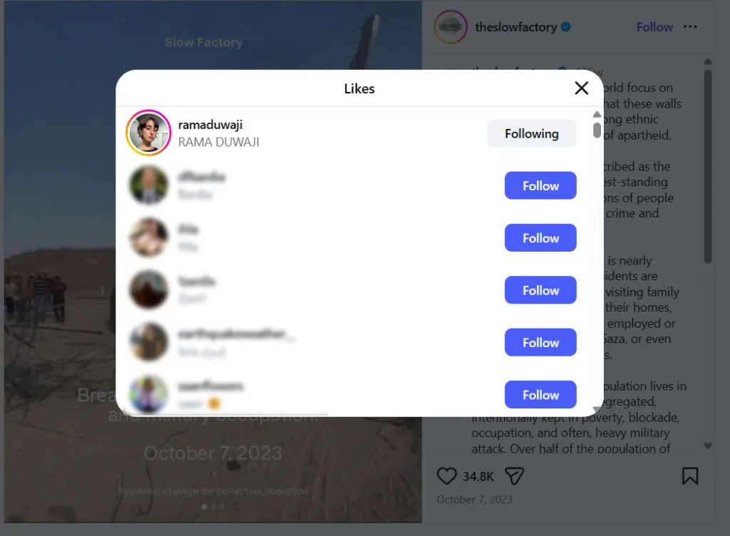 A screenshot from an Instagram post by 