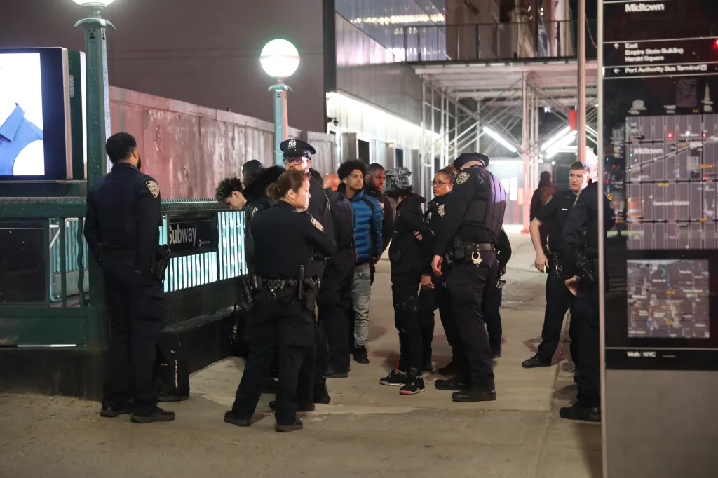 A teenager was stabbed multiple times near Times Square on Sunday night, according to police.