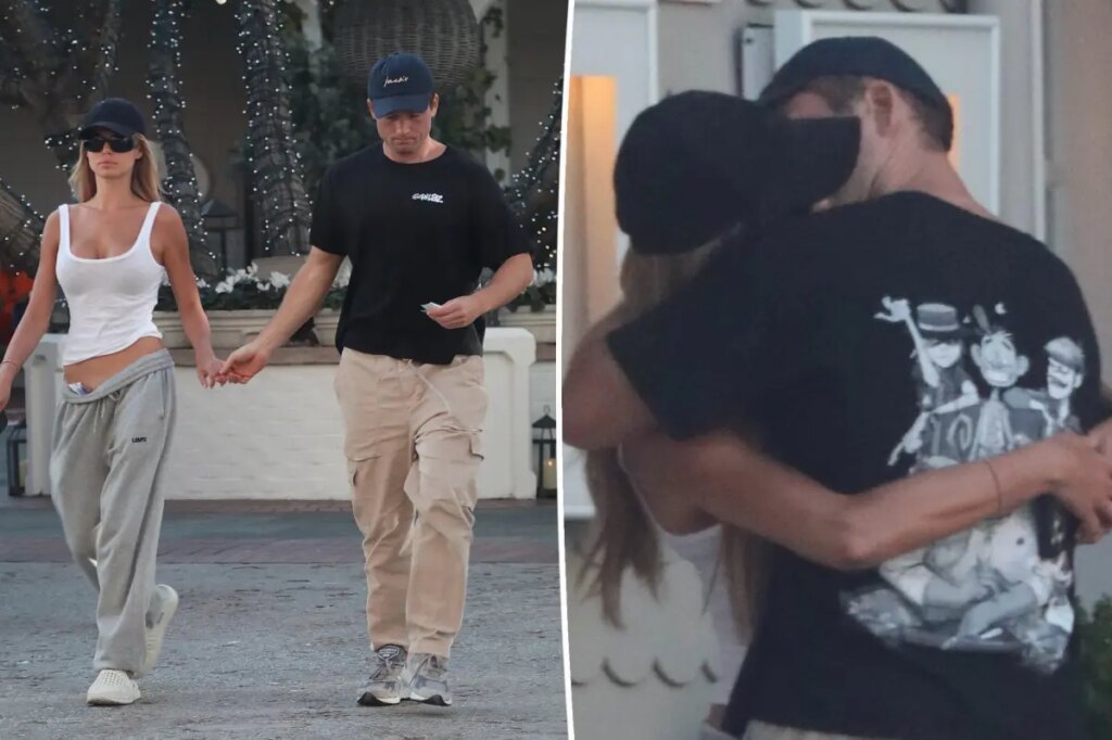 Brooks Nader and Taron Egerton passionately kiss during LA date night