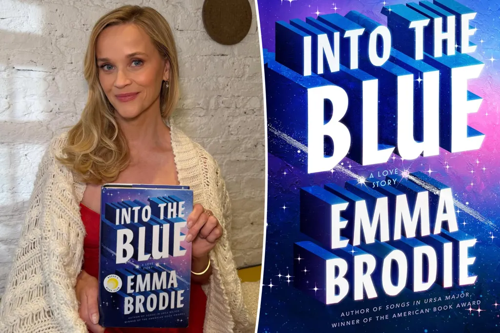 Collage of Reese Witherspoon holding the book 