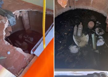 Tourist trapped waist-deep in sewage for hours after toilet collapses during family stop