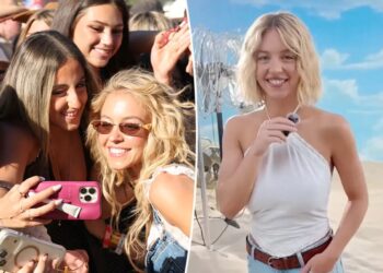 Sydney Sweeney flings underwear at surprise Stagecoach appearance as she sings with country star