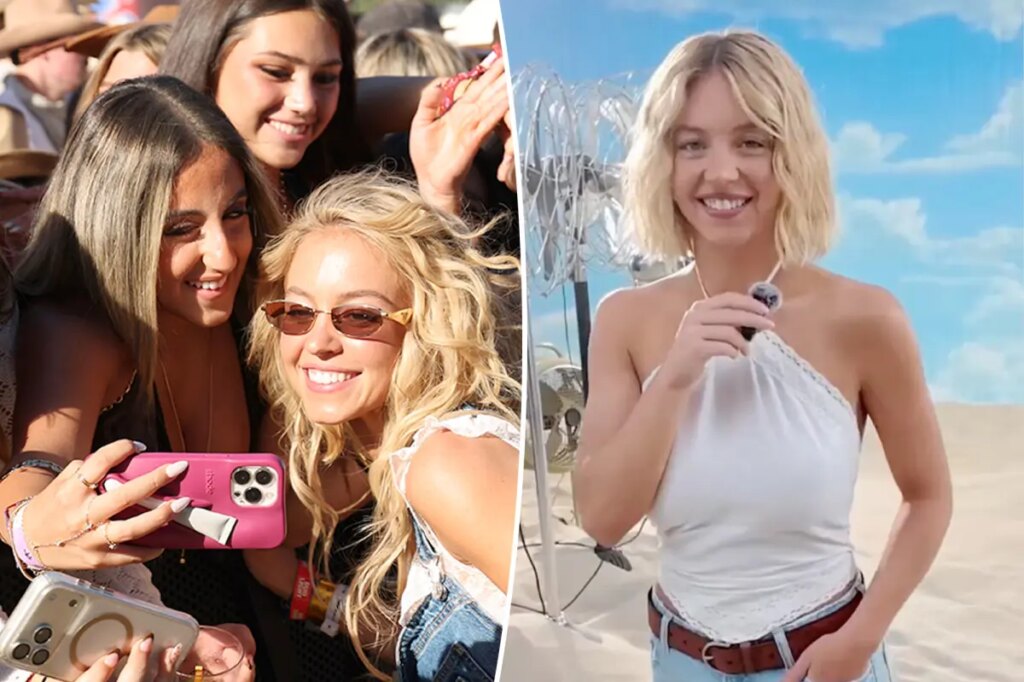 Sydney Sweeney flings underwear at surprise Stagecoach appearance as she sings with country star