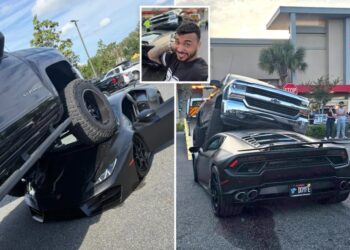 Shocking video shows Florida pickup truck crushing $250K Lamborghini driver bought just 5 months ago