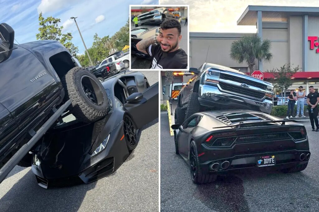 Shocking video shows Florida pickup truck crushing $250K Lamborghini driver bought just 5 months ago