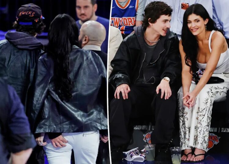 Timothée Chalamet gets handsy with Kylie Jenner during Knicks date night
