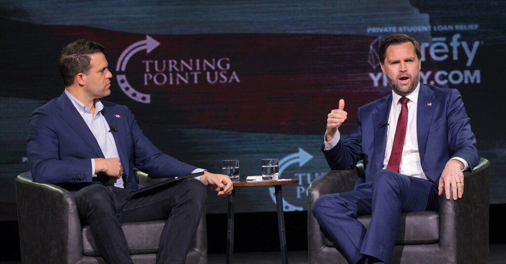 Vance Heckled in Antiwar Protest at Turning Point USA Event