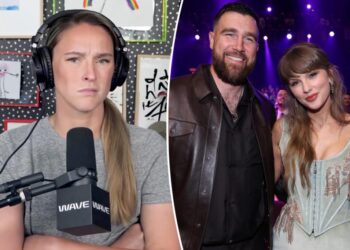 Kylie Kelce ripped by fans for groaning about questions on Travis and Taylor Swift’s wedding