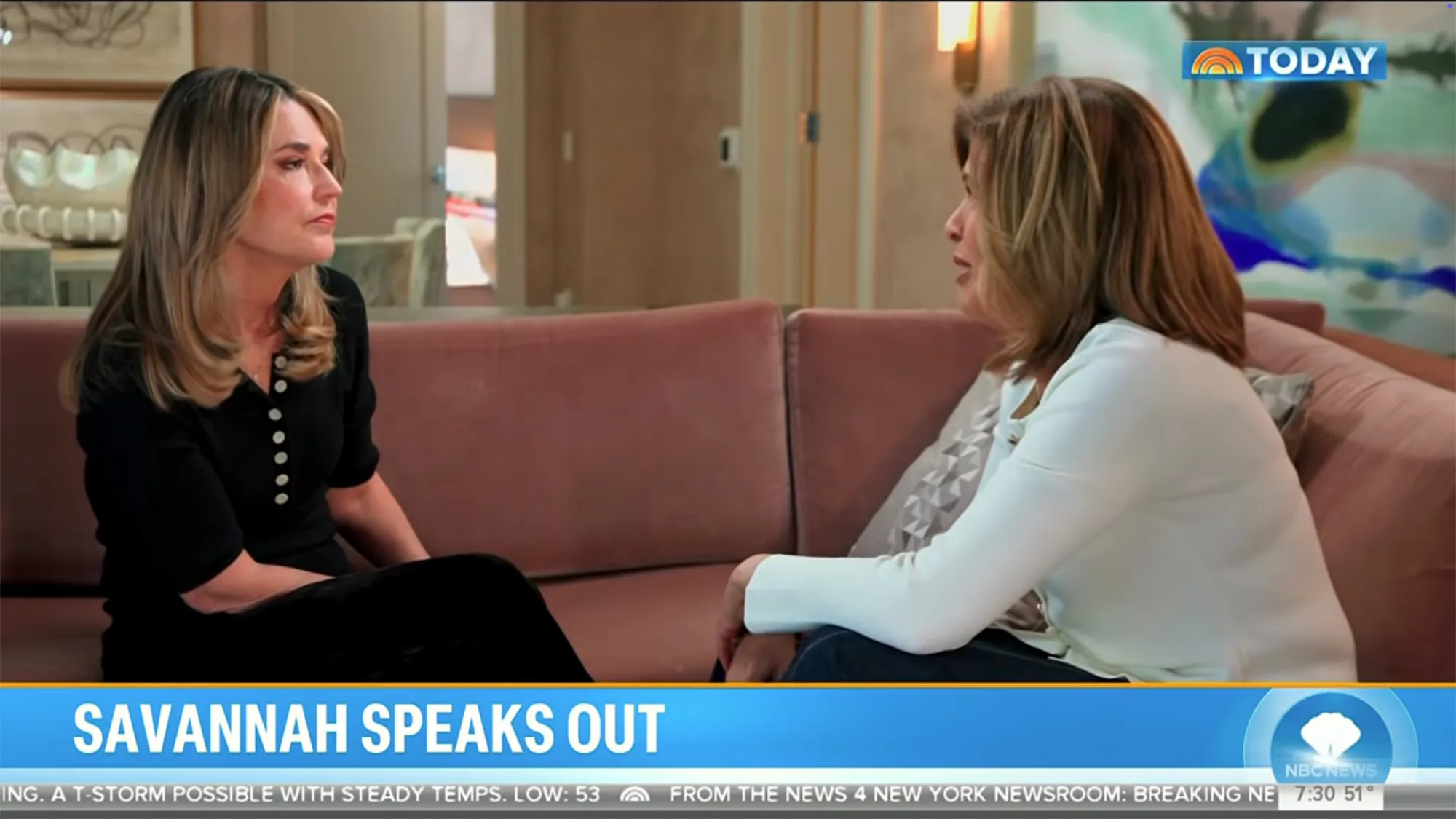 Savannah Guthrie (left) being interviewed on the Today Show.