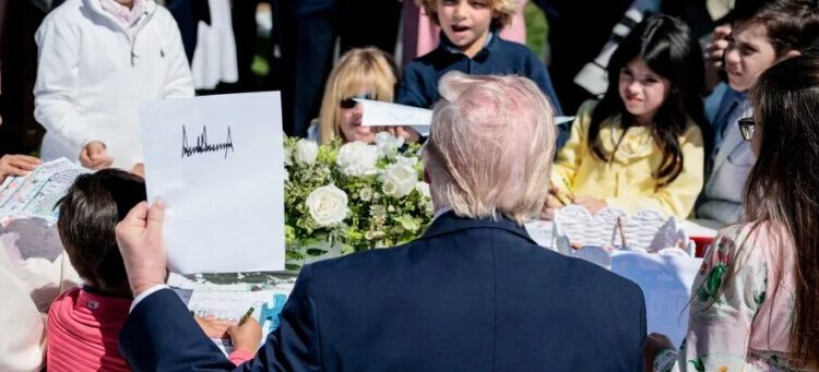 Trump rants to young kids about Biden at White House Easter event