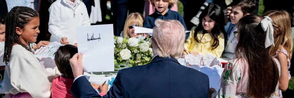 Trump rants to young kids about Biden at White House Easter event
