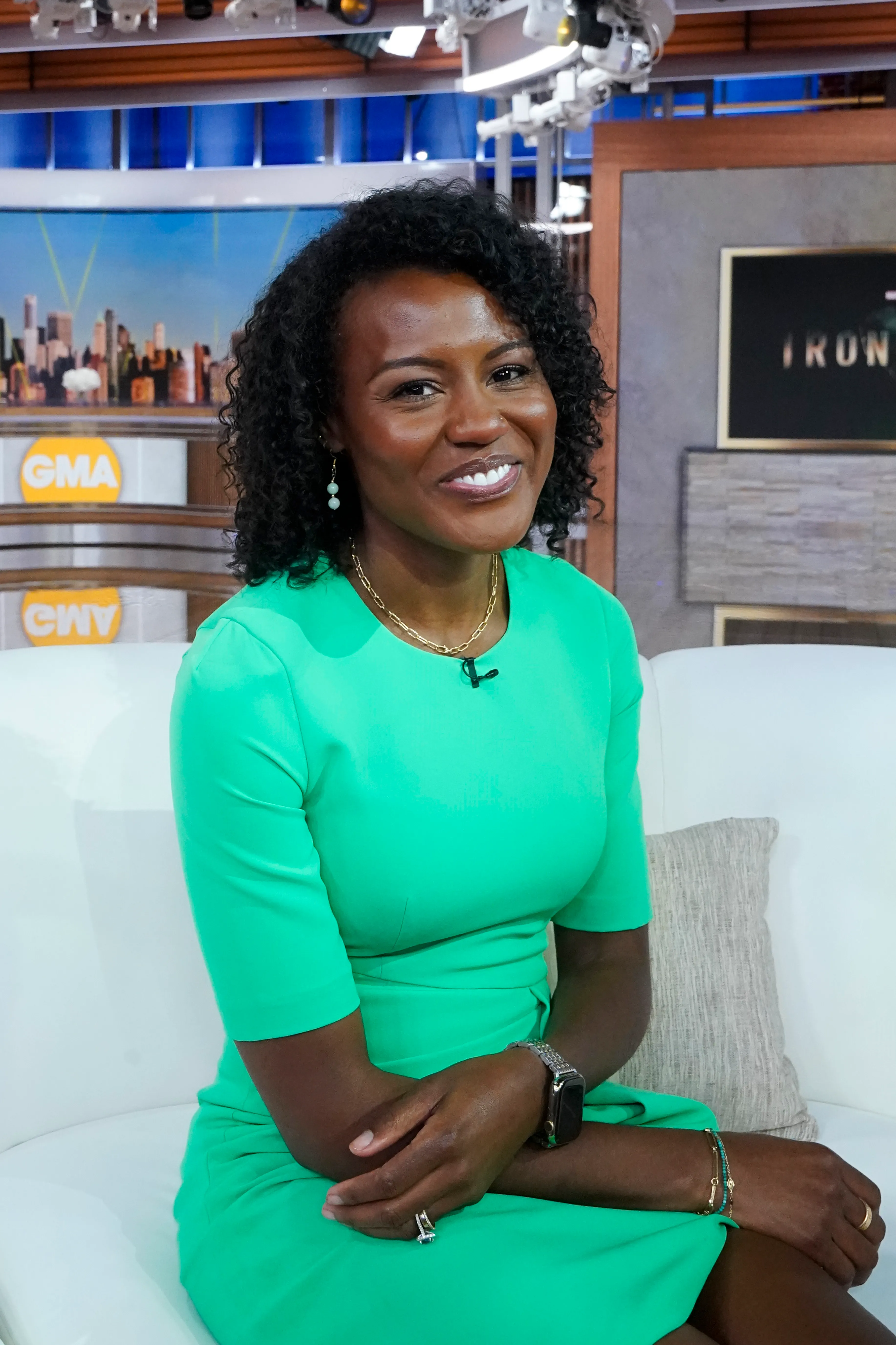 Janai Norman smiling on the GMA3 set.