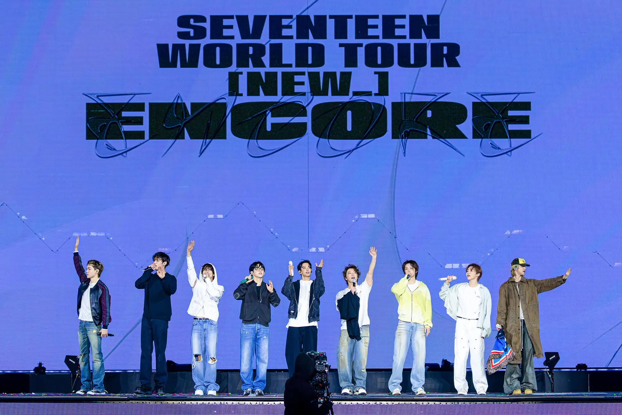 Seventeen on-stage at Incheon Asiad stadium.