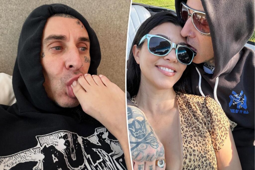 Travis Barker sucks Kourtney Kardashian’s toes in raunchy birthday tribute