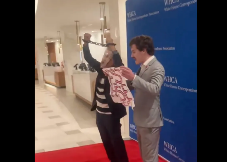 Protesters crash White House Correspondents’ Dinner shouting ‘arrest Pete Hegseth!’