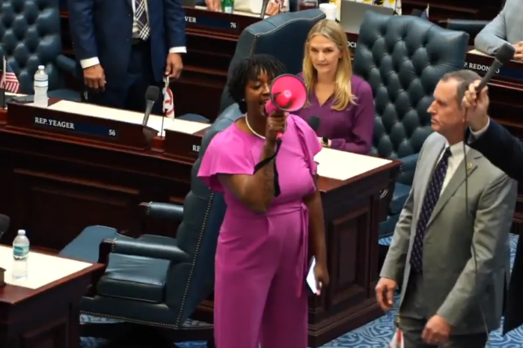 Fuming Dem armed with bullhorn derails red state legislative proceedings