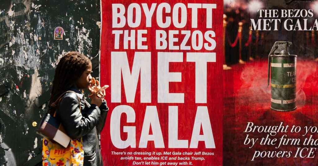 On Bright Red Posters Around New York, a Call to Boycott the Met Gala