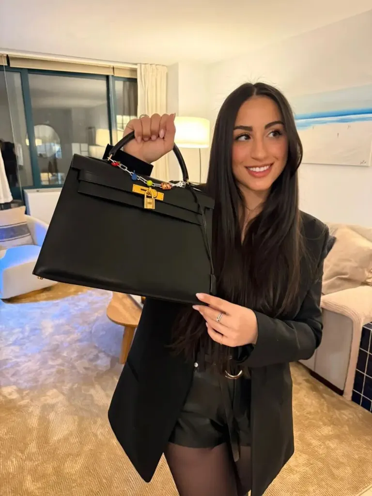 Dylan Christine with her birthday bag.