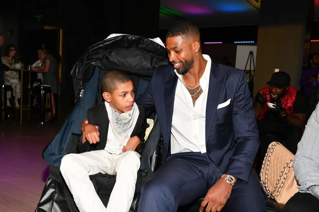 NBA player Tristan Thompson poses with his brother Amari Thompson at The Amari Thompson Soiree in support of Epilepsy Toronto.