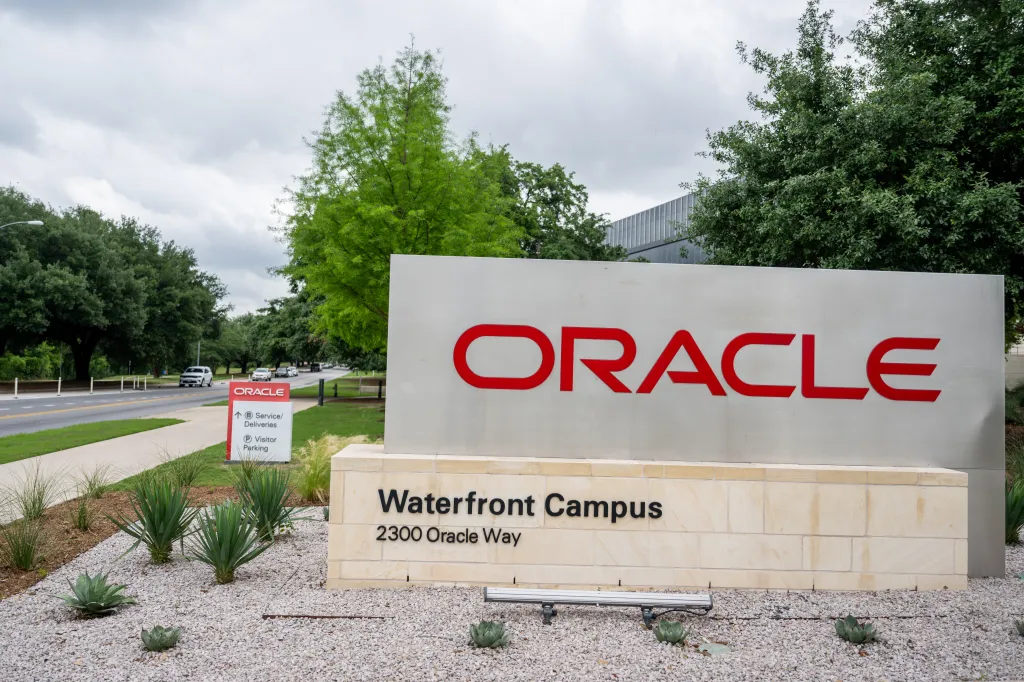The Oracle Headquarters sign for the Waterfront Campus in Austin, Texas.