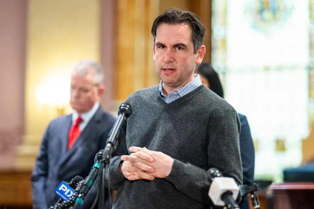 Jersey City Mayor Steven Fulop speaks during a press conference.