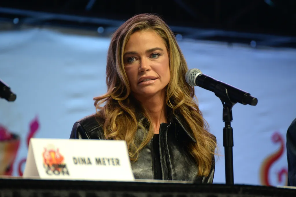 Denise Richards speaks during 2025 Los Angeles Comic-Con.