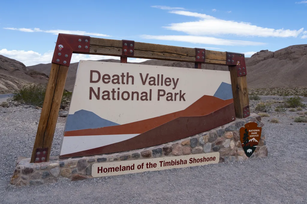 Sign for Death Valley National Park, which also reads 