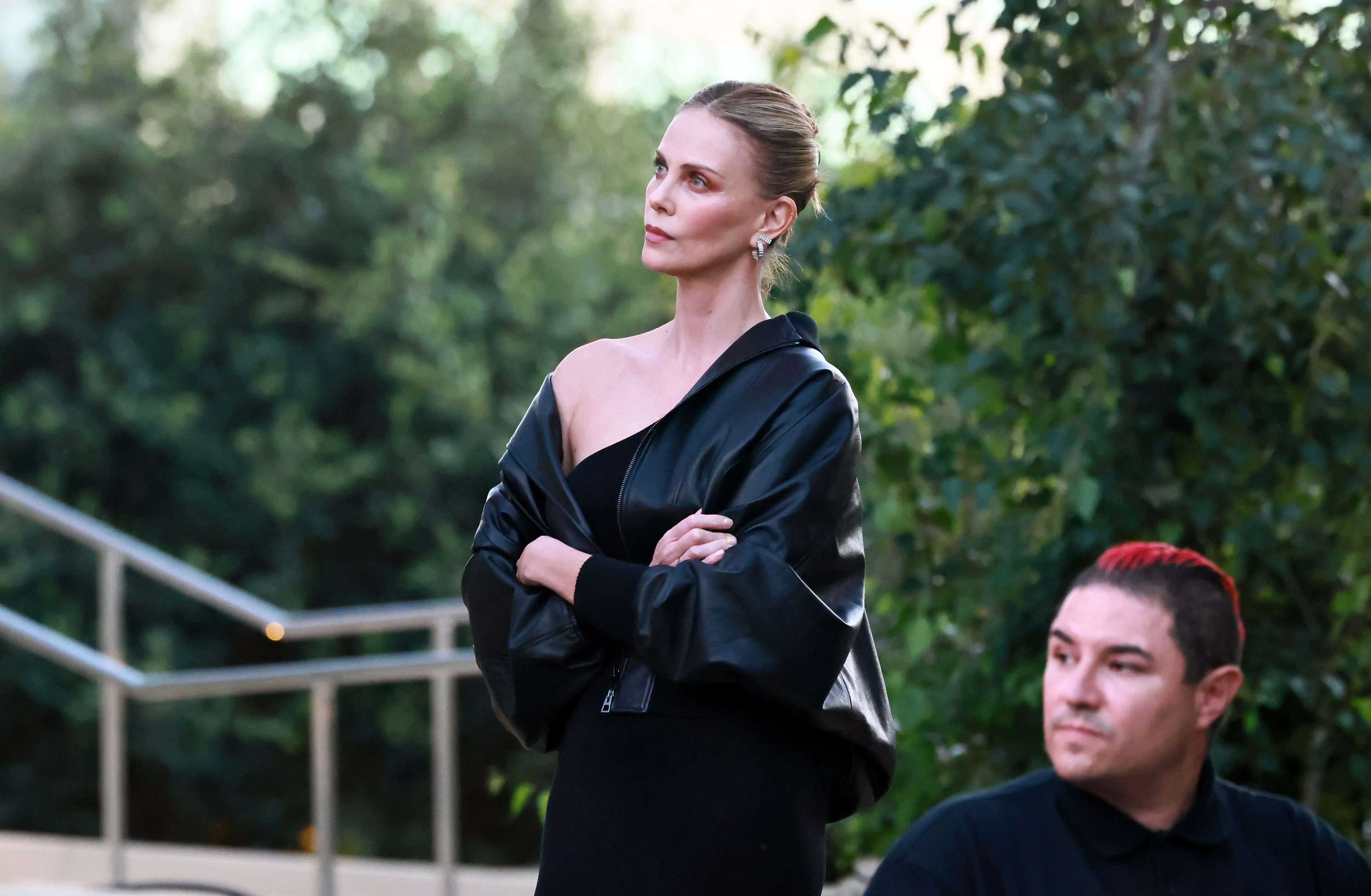 Charlize Theron speaks onstage during her Africa Outreach Project Block Party.