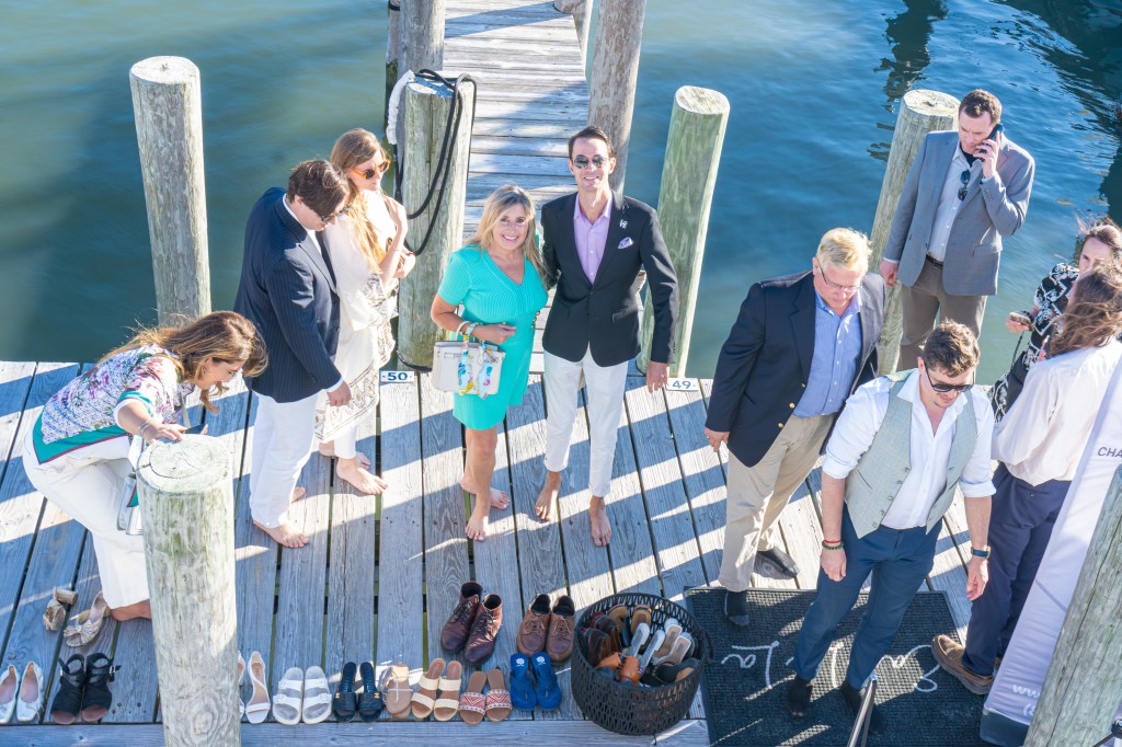 Andrea Bartzen and Matthew Rockefeller attend the Global Passion Projects Hamptons 2025 VIP Yacht Party.