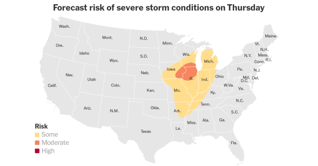 Strong Storms Bring a Threat of Tornadoes on Thursday
