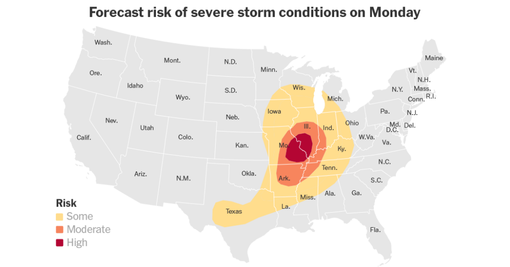 Severe Storms Expected Across the Midwest on Monday