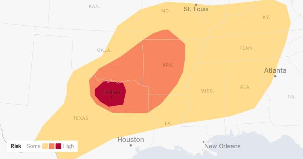 Severe Storms Sweep the South, With Possible Tornadoes and Large Hail