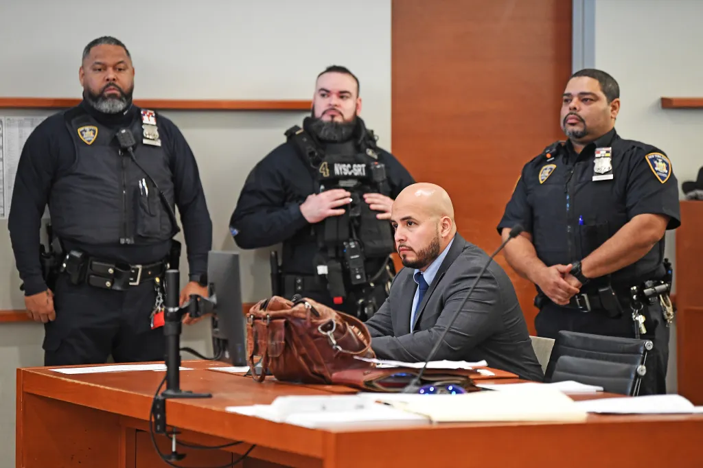 NYPD Sgt. Erik Duran at his sentencing hearing in Queens Court.