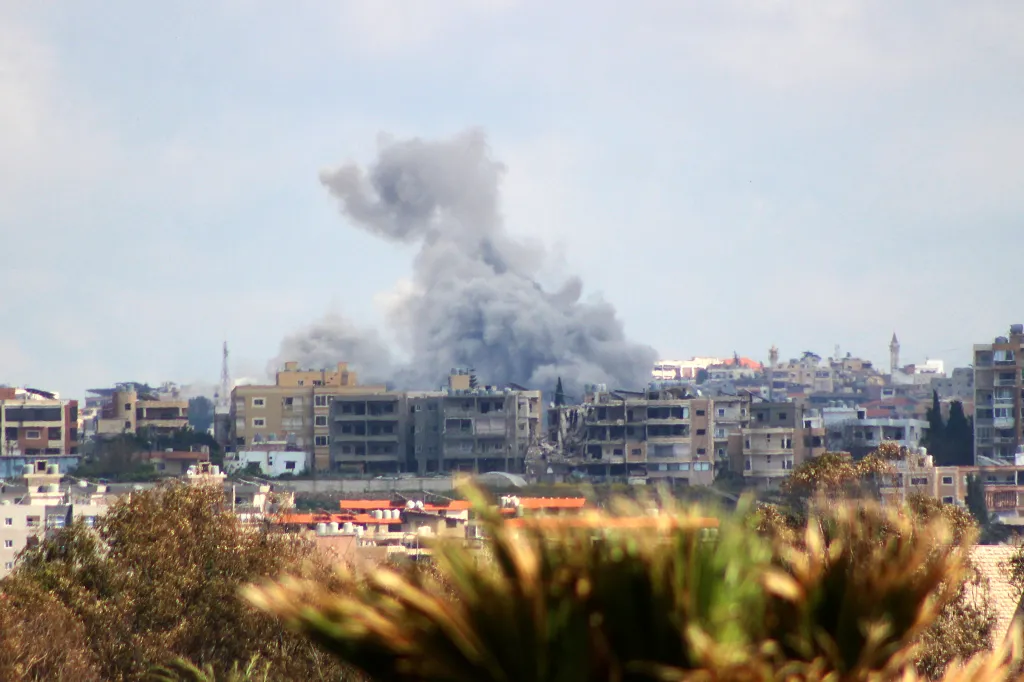 Smoke rising from an Israeli airstrike on the southern Lebanese city of Tyre.