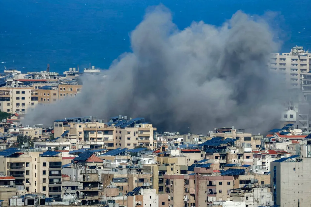 Smoke rises from the site of an Israeli airstrike on Beirut's southern suburbs on March 30, 2026.