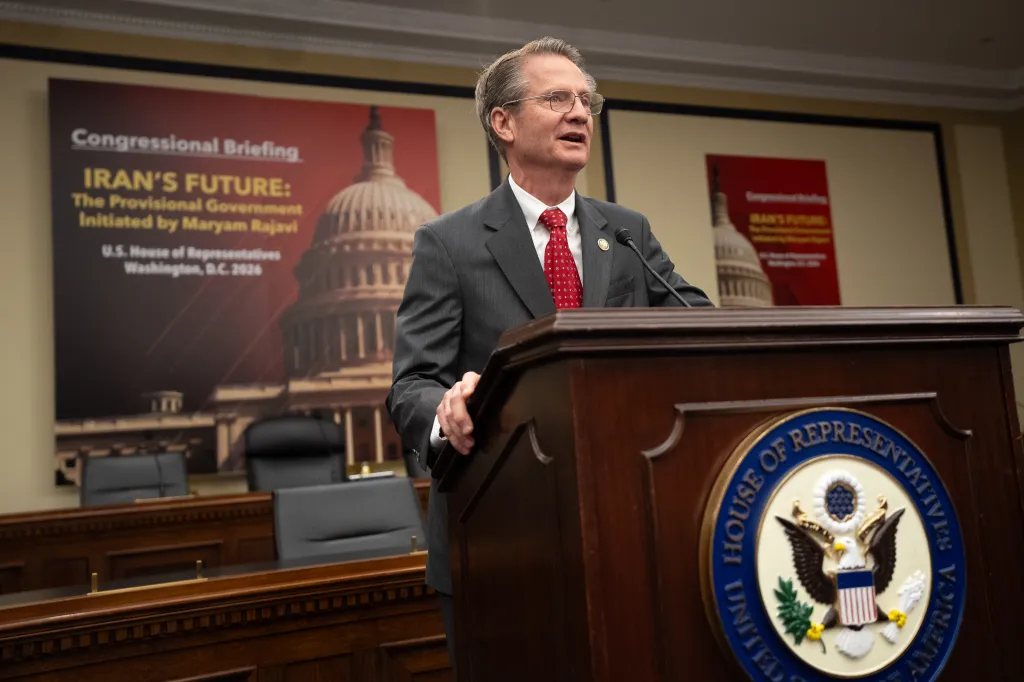 WASHINGTON, DC - MARCH 26: Rep. Tim Burchett (R-TN) speaks at an Organization of Iranian American Communities meeting on Capitol Hill on March 26, 2026 in Washington, DC.