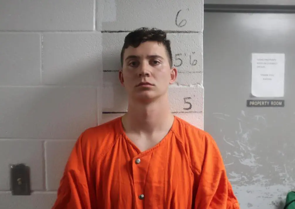 Mugshot of Nolan Engel, a 22-year-old groom accused of shooting his friend dead at a bachelor party.