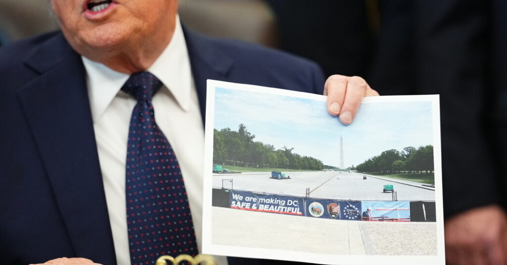 Trump Says He’s Renovating ‘Filthy’ Reflecting Pool on the National Mall