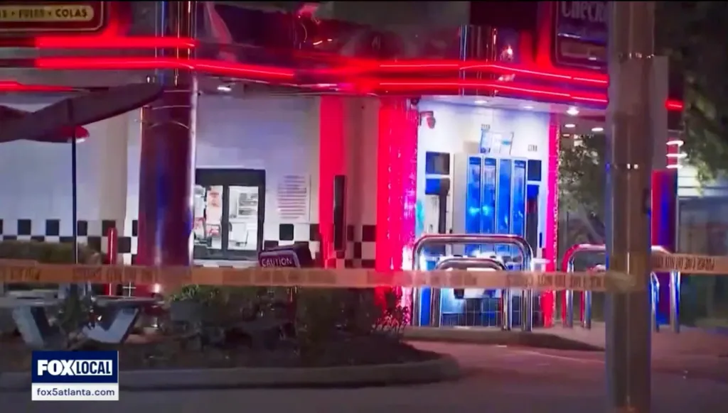 Police tape surrounds a restaurant in DeKalb County after Abel's alleged deadly spree.