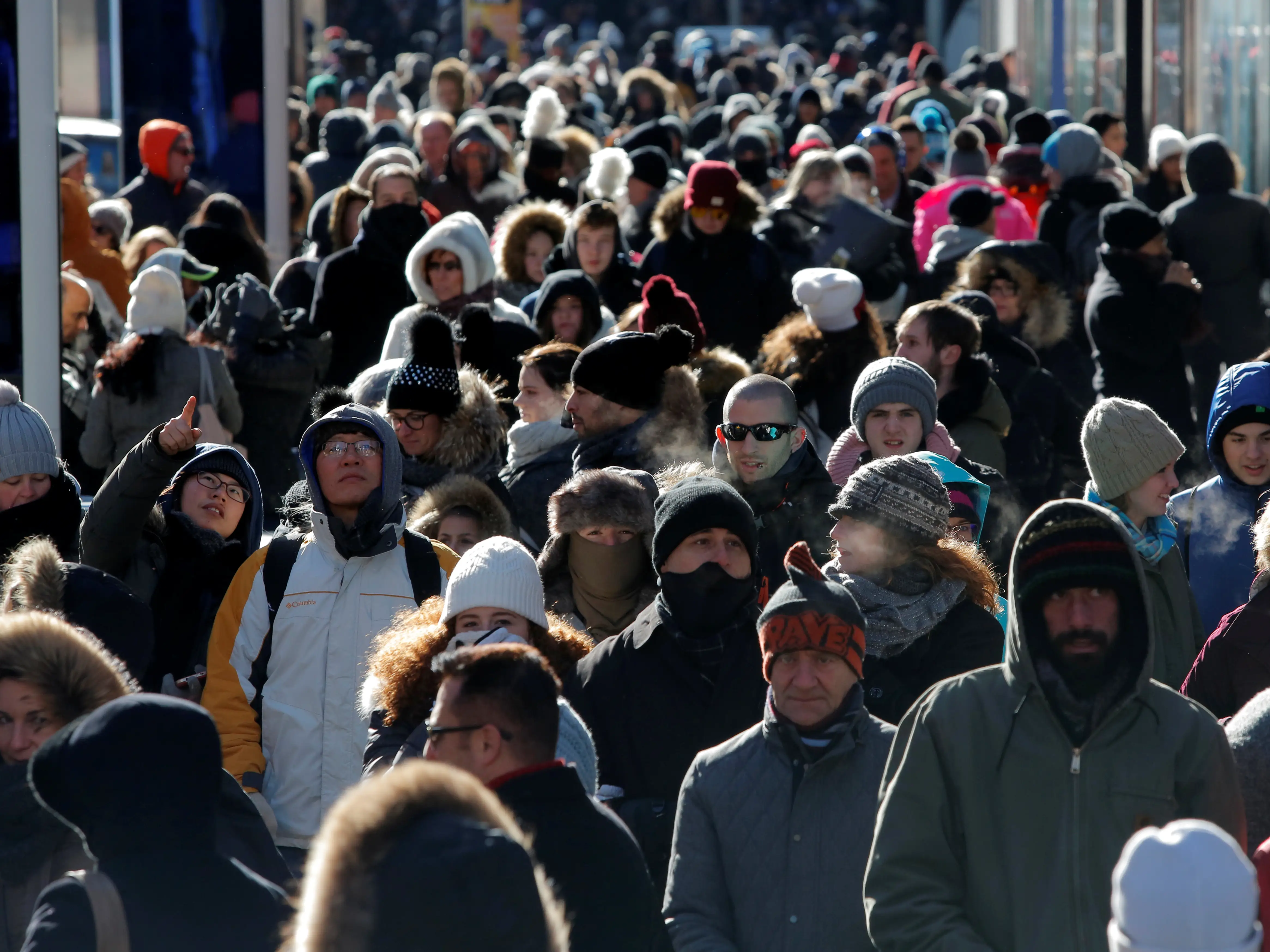 people crowd city times square new york