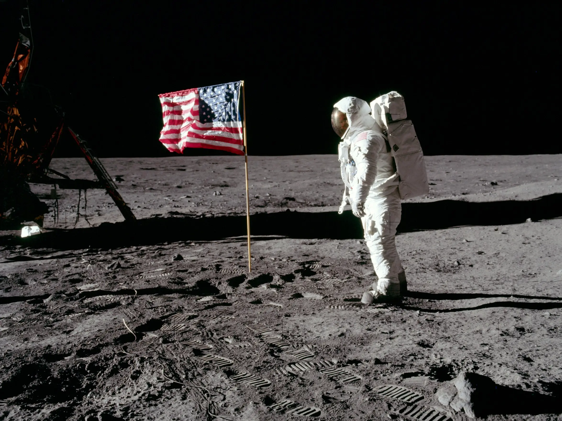 Moon landing flag