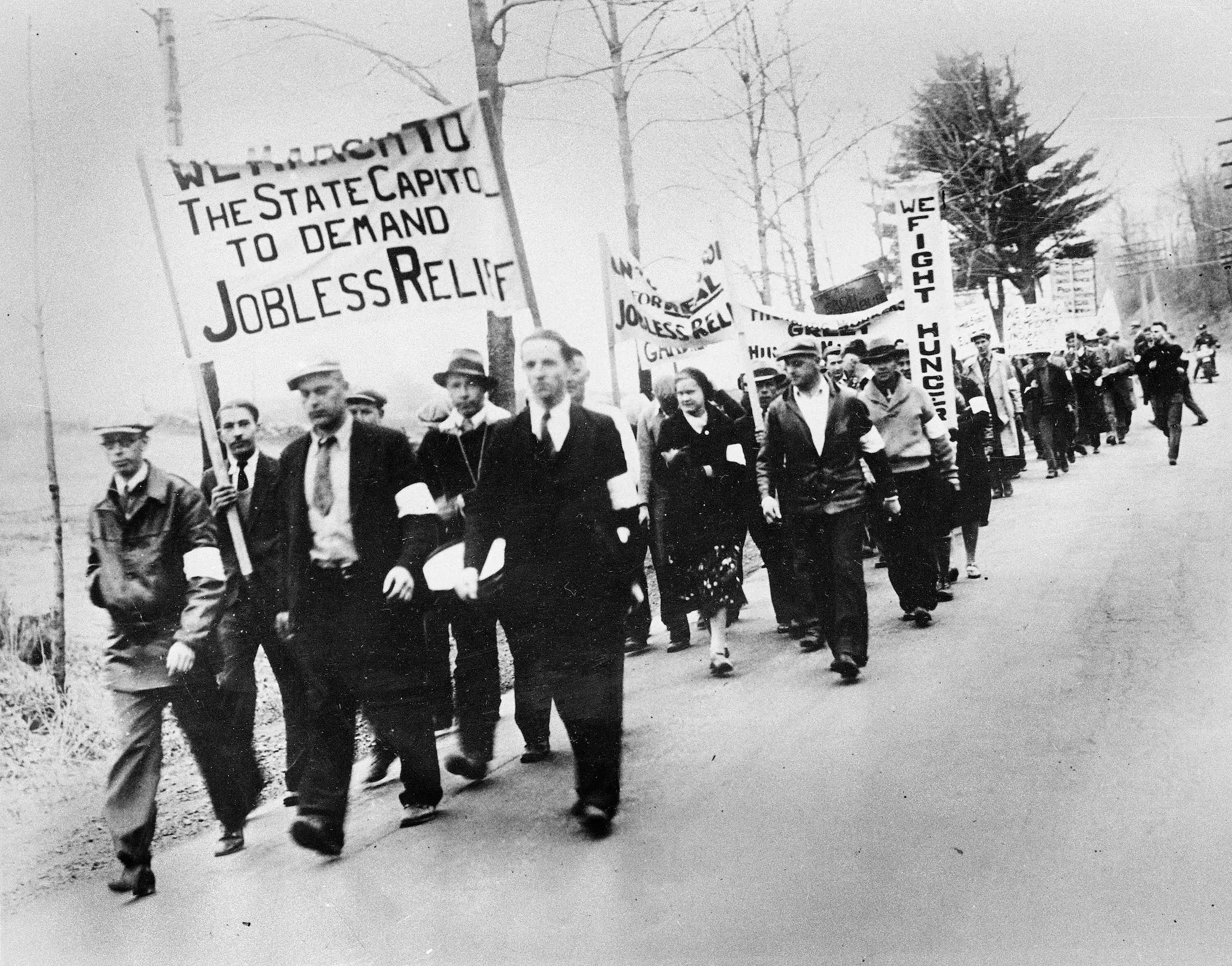 Hunger and labor marchers during the Great Depression.
