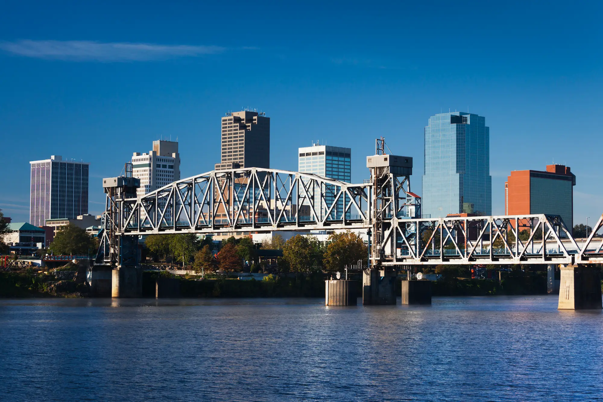 A bridge across a river in Little Rock.
