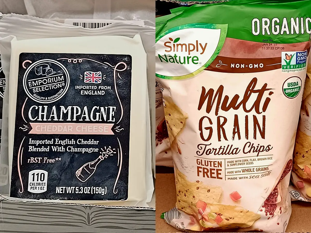 Champagne cheese; Simply Nature multigrain chips
