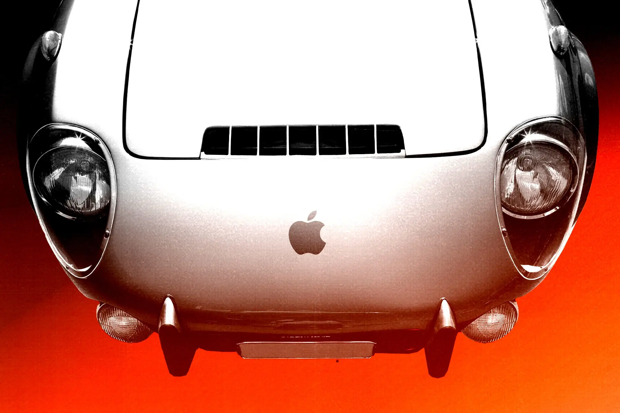 A graphic of a fictional Apple Car.