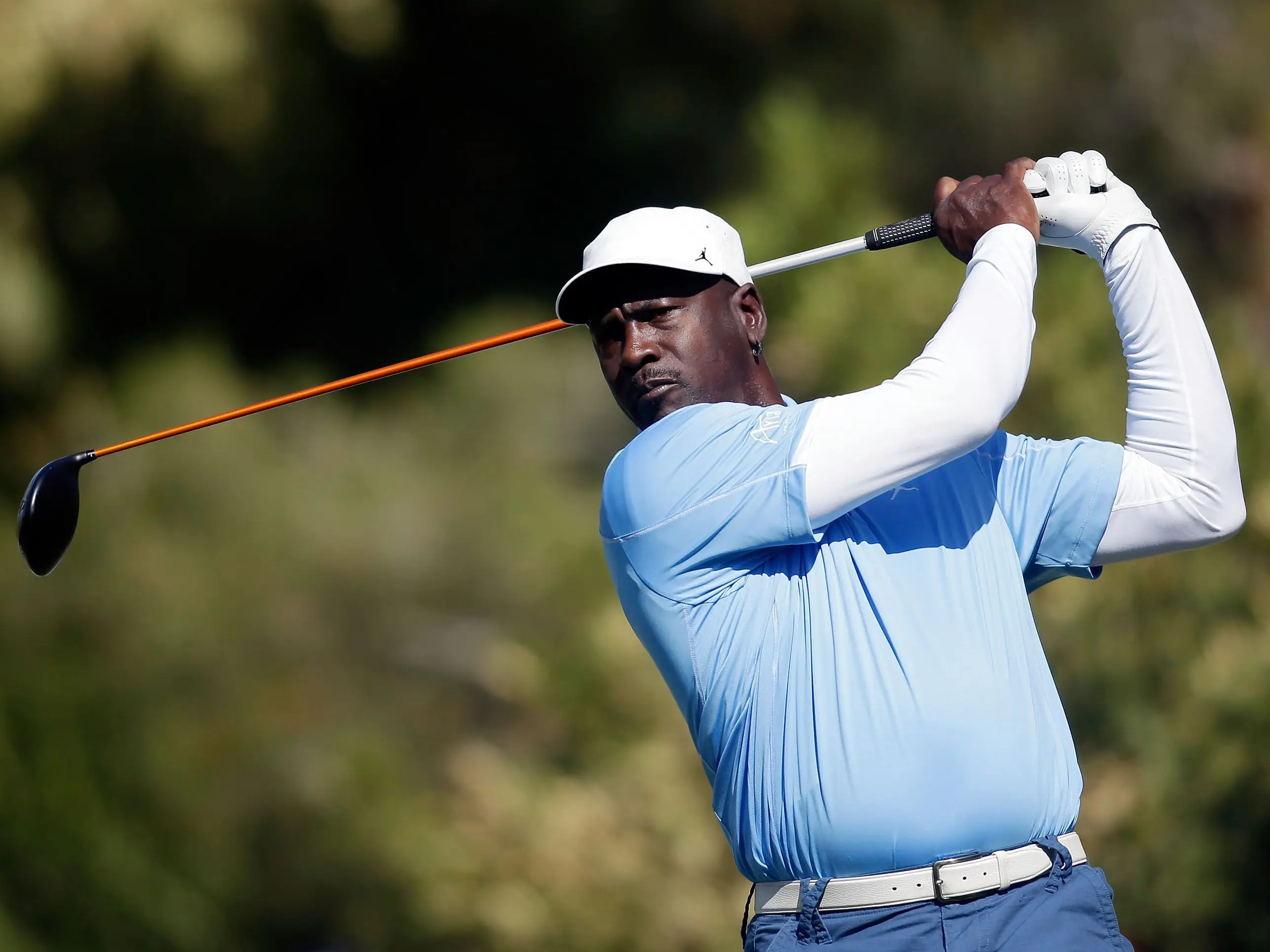 Michael Jordan golfing at the ARIA Resort & Casino's 13th Annual Michael Jordan Celebrity Invitational at Shadow Creek in 2014.